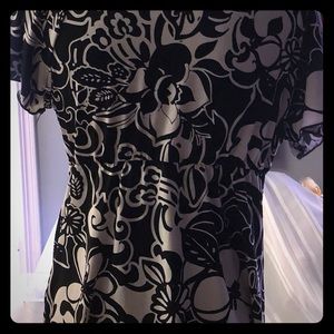 AB Studio cream and black floral blouse